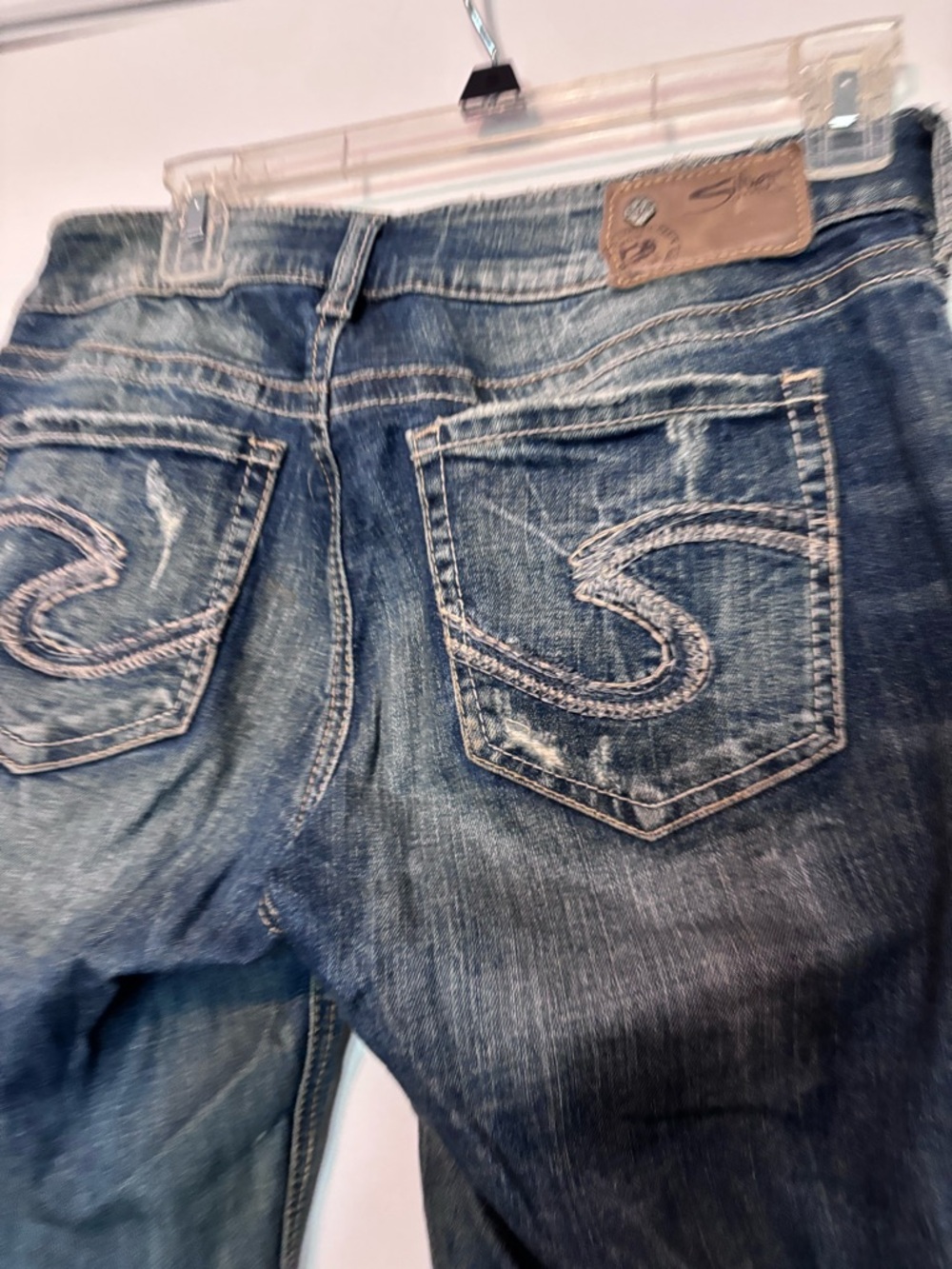 Silver Jeans Distressed Skinny Mid Rise Raw Hem Y2K Denim Size 27w - Picture 6 of 9